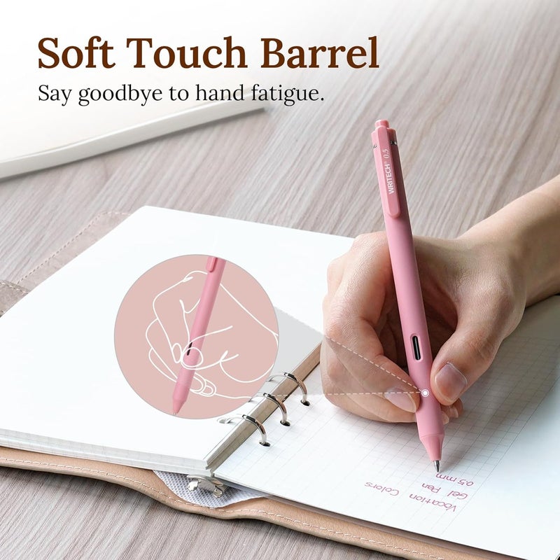 WRITECH أقلام جل ذات نقطة دقيقة: 8 قطع 0.5 مم بألوان حبر متعددة قابلة للسحب لكتابة سلسة وتدوين الملاحظات وتدوين اليوميات وتلوين متنوع بدون تسرب أو لطخات أو بقع (مجموعة عتيقة) - Image 5